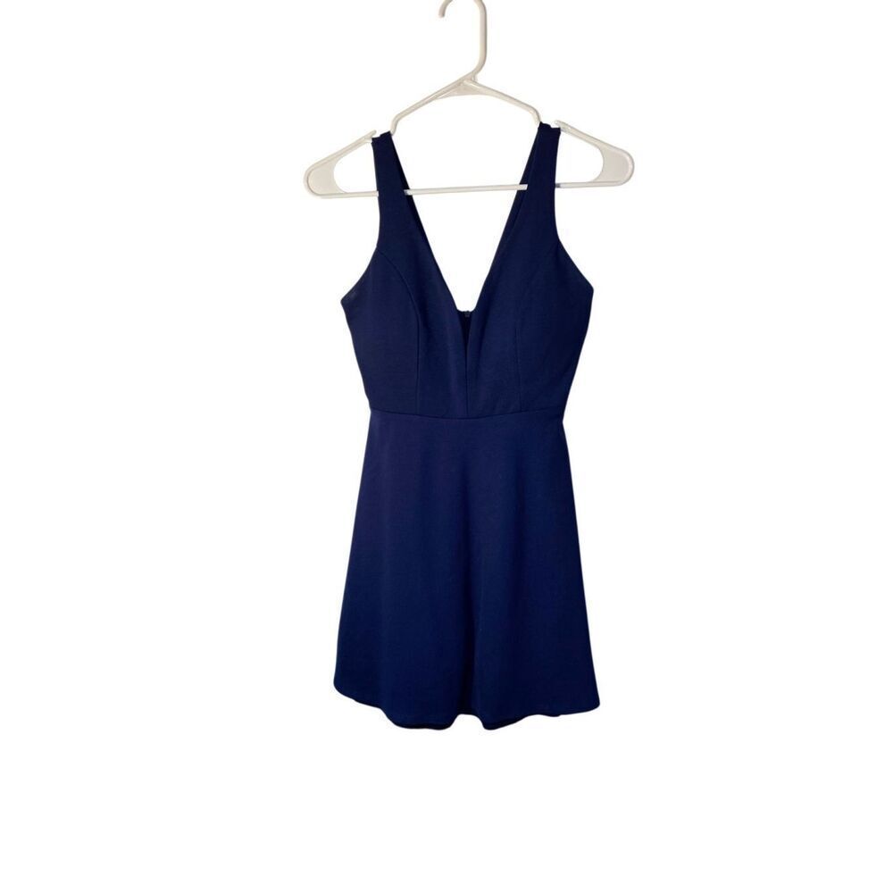 Lulu’s love galore, navy blue strappy lined skater dress S